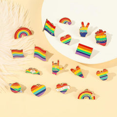 Rainbow Heart Flag Heart Embroidered Brooch Personality Alloy Pin