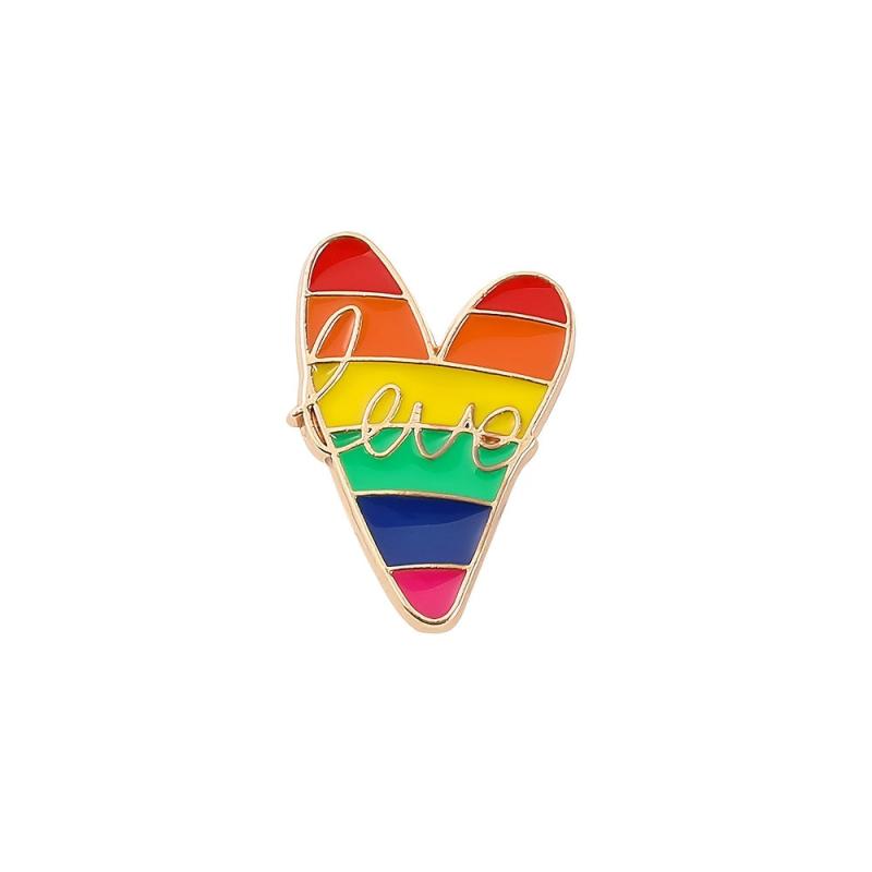 Rainbow Heart Flag Heart Embroidered Brooch Personality Alloy Pin