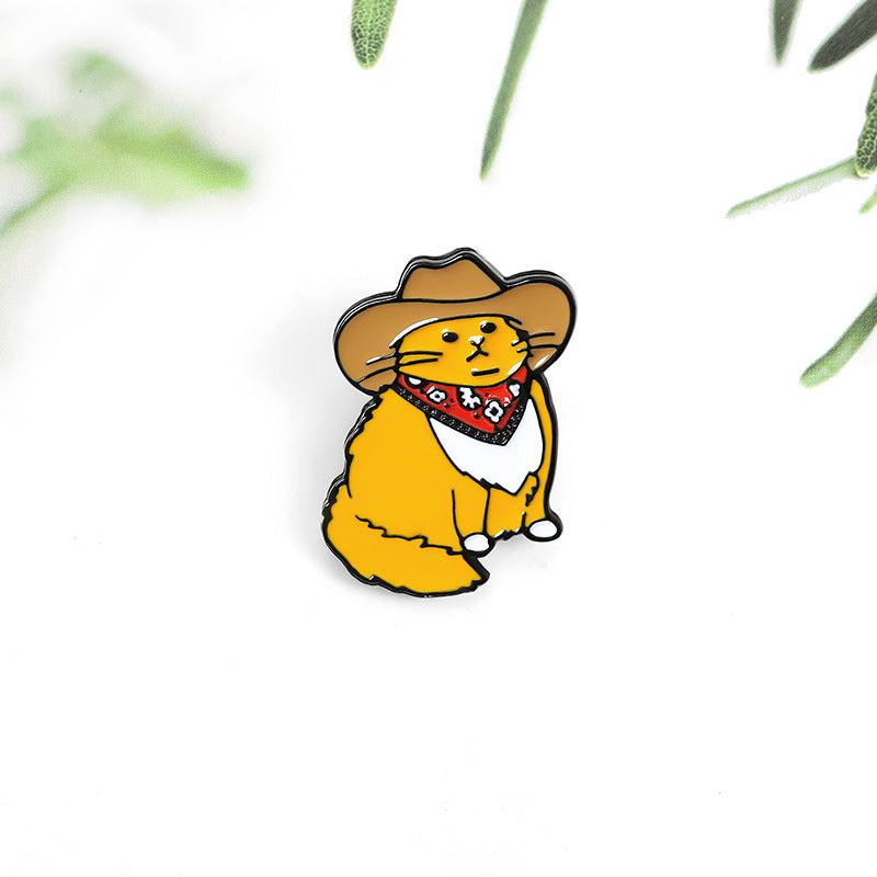 Cowboy Cat Shape Alloy Brooch