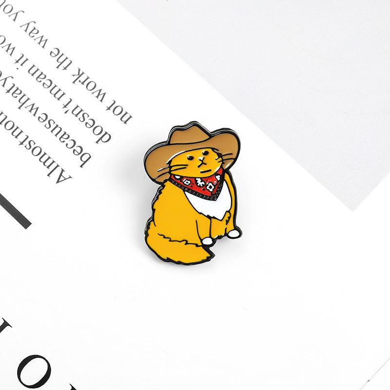 Cowboy Cat Shape Alloy Brooch