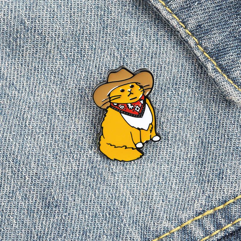 Cowboy Cat Shape Alloy Brooch