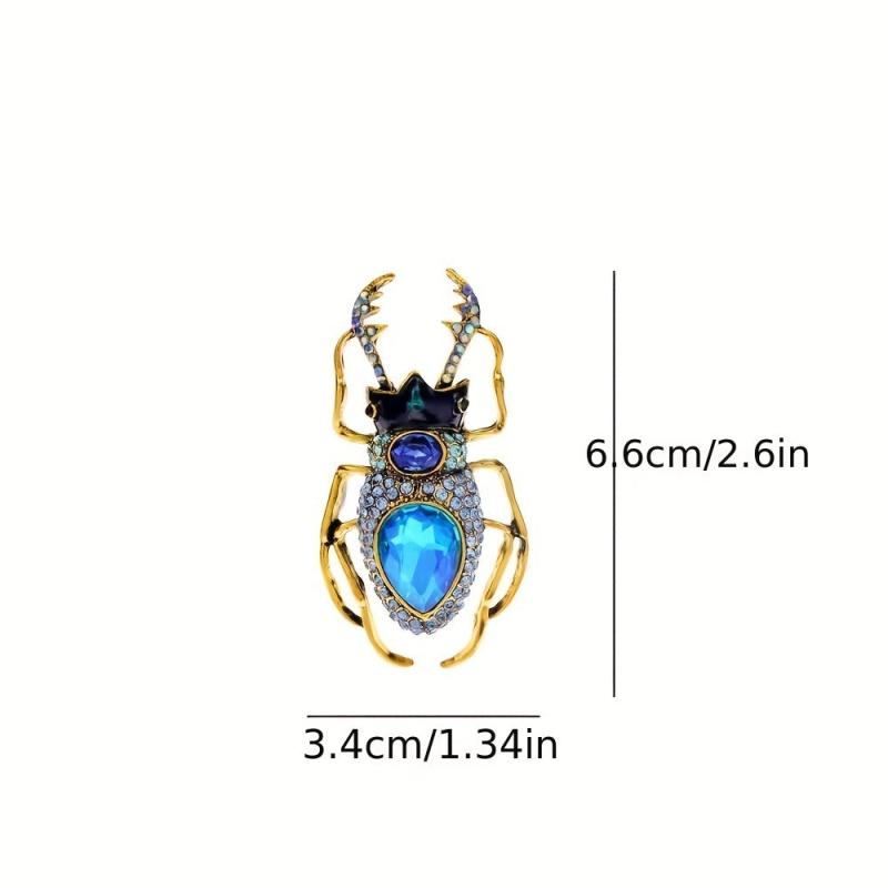Vintage Scarab Beetle Brooch Pin Sparkle Rhinestone Aged Crystal Style
