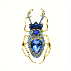 Vintage Scarab Beetle Brooch Pin Sparkle Rhinestone Aged Crystal Style