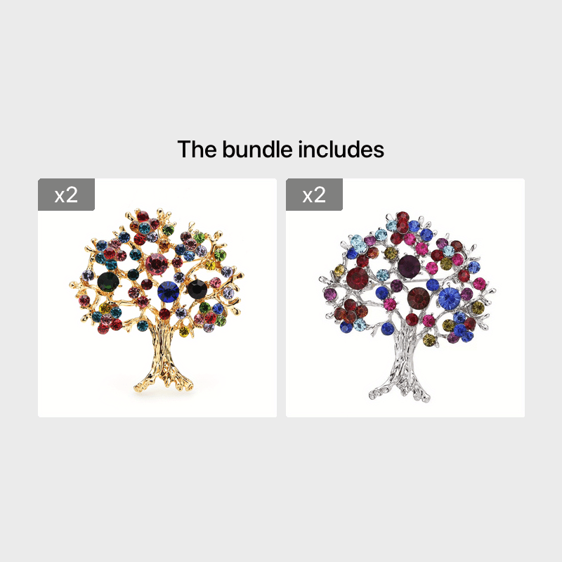 Multicolor Rhinestone Tree Brooch - Christmas Tree Party Office Casual Pins