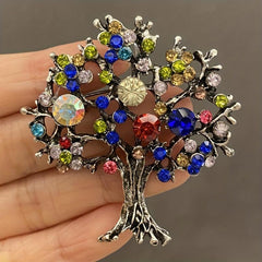 Multicolor Rhinestone Tree Brooch - Christmas Tree Party Office Casual Pins