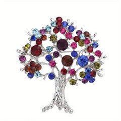 Multicolor Rhinestone Tree Brooch - Christmas Tree Party Office Casual Pins