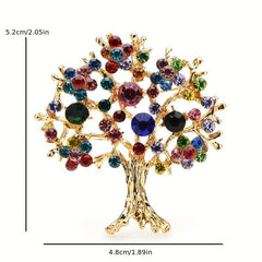 Multicolor Rhinestone Tree Brooch - Christmas Tree Party Office Casual Pins