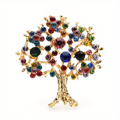 Multicolor Rhinestone Tree Brooch - Christmas Tree Party Office Casual Pins