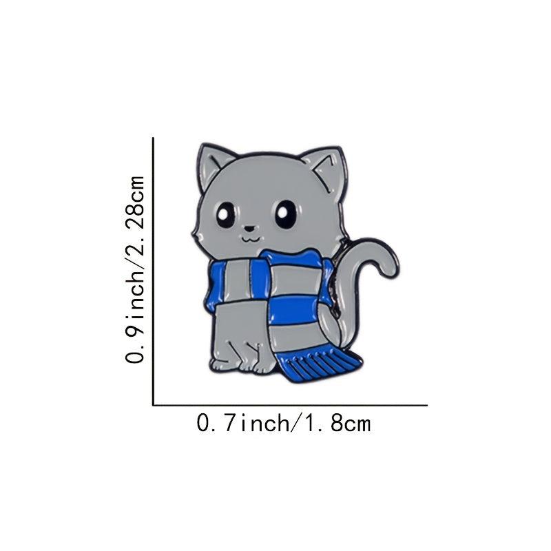 Cartoon Cat Scarf Shape Alloy Brooch Pin Unisex Gray Kitten