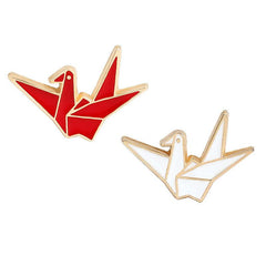 Cartoon Paper Crane Enamel Pin Lapel Plated Set Gift Couple Friendship