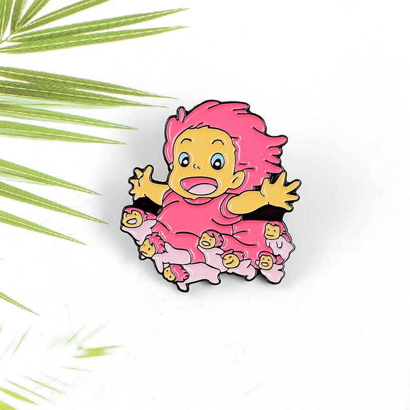 Anime Surrounding Litter Girl Brooch Pin