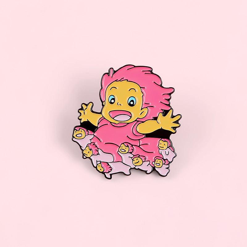 Anime Surrounding Litter Girl Brooch Pin