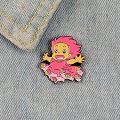 Anime Surrounding Litter Girl Brooch Pin