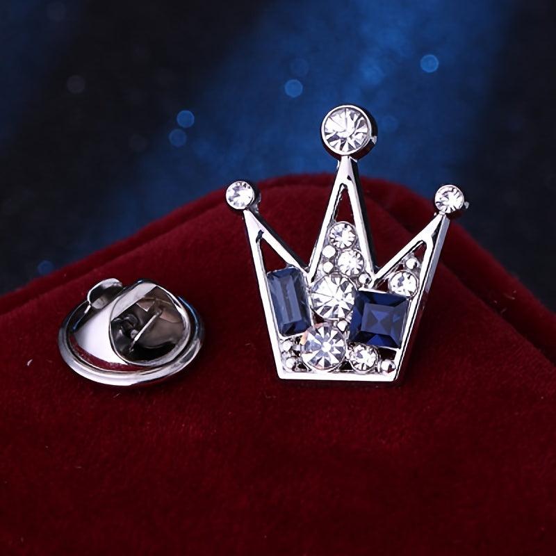 2pcs Crown Brooch Collar Pin Couple Set Unisex Suit Accessories
