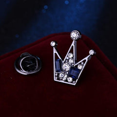 2pcs Crown Brooch Collar Pin Couple Set Unisex Suit Accessories