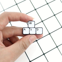 WASD Metal Enamel Brooch Keyboard Key Pin