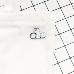 WASD Metal Enamel Brooch Keyboard Key Pin
