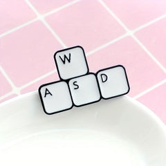 WASD Metal Enamel Brooch Keyboard Key Pin