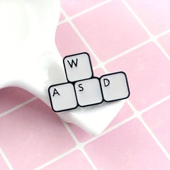 WASD Metal Enamel Brooch Keyboard Key Pin