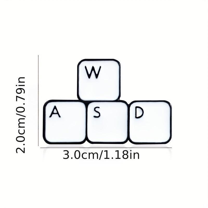 WASD Metal Enamel Brooch Keyboard Key Pin