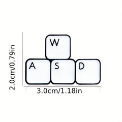WASD Metal Enamel Brooch Keyboard Key Pin