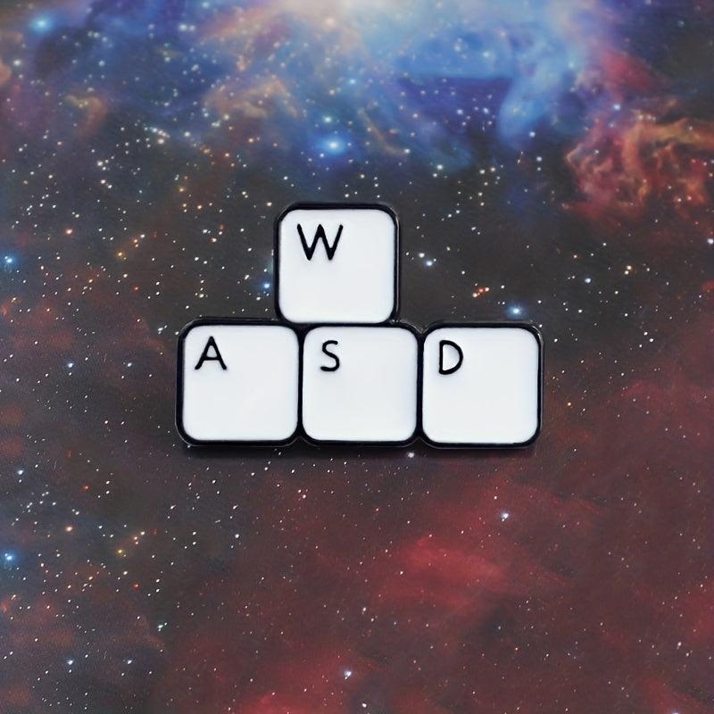WASD Metal Enamel Brooch Keyboard Key Pin