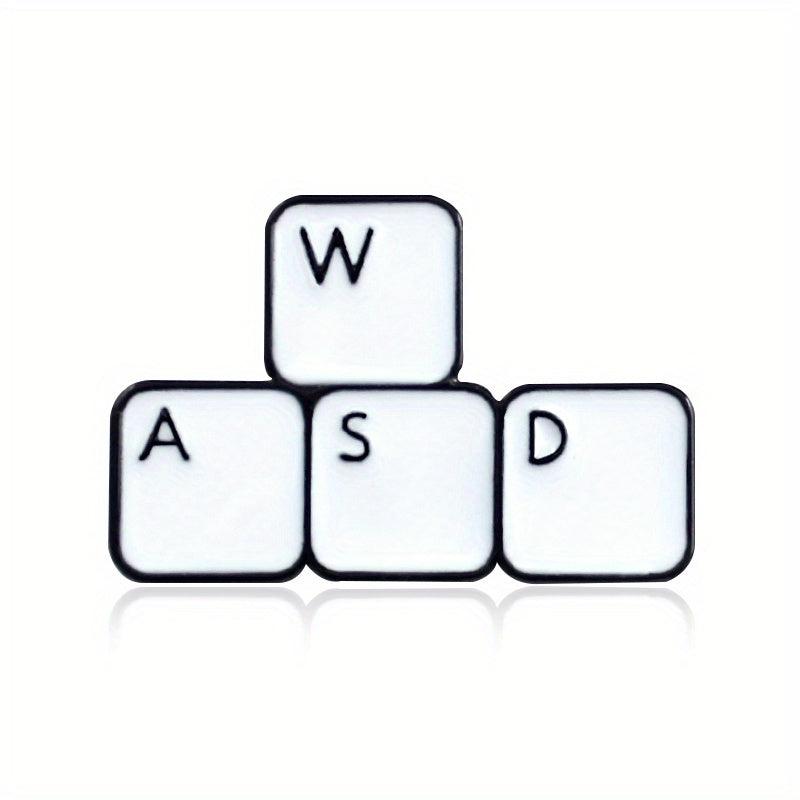 WASD Metal Enamel Brooch Keyboard Key Pin