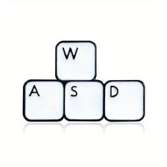WASD Metal Enamel Brooch Keyboard Key Pin