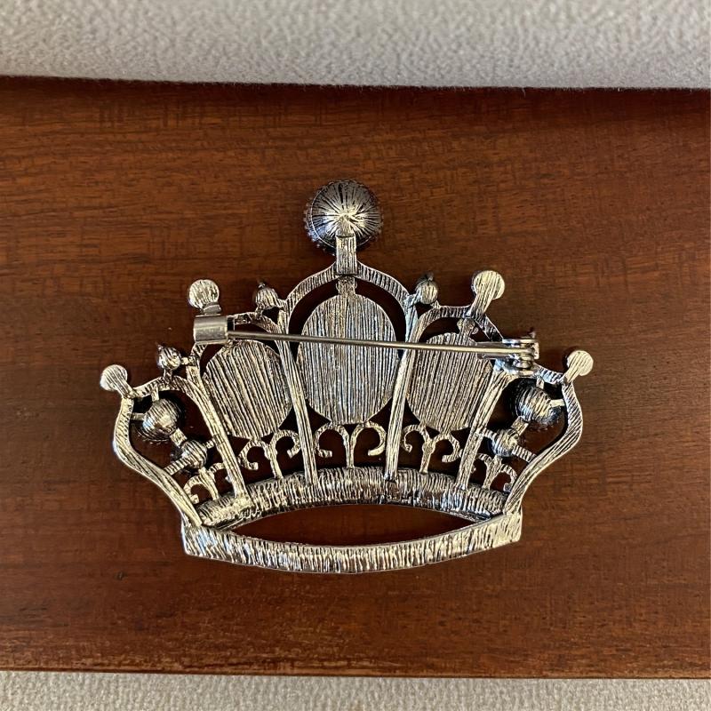 Vintage Purple Rhinestone Crown Brooch for Men Unisex