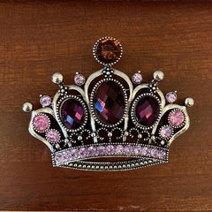 Vintage Purple Rhinestone Crown Brooch for Men Unisex