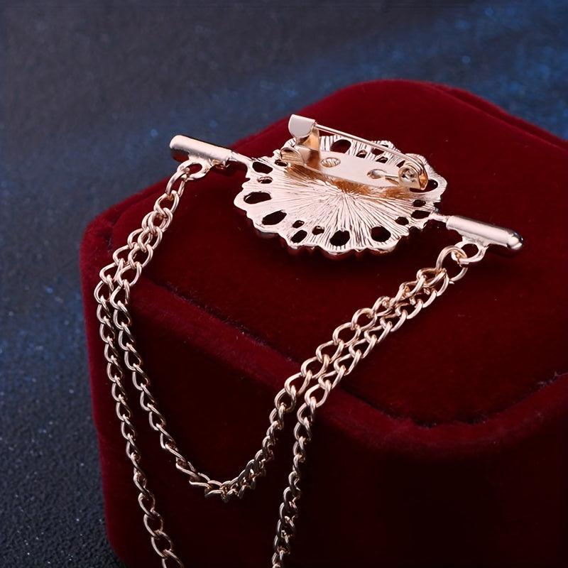 Tassel Oval Gemstone Collar Pin Men's Personality Collar Angle Chain Brooch