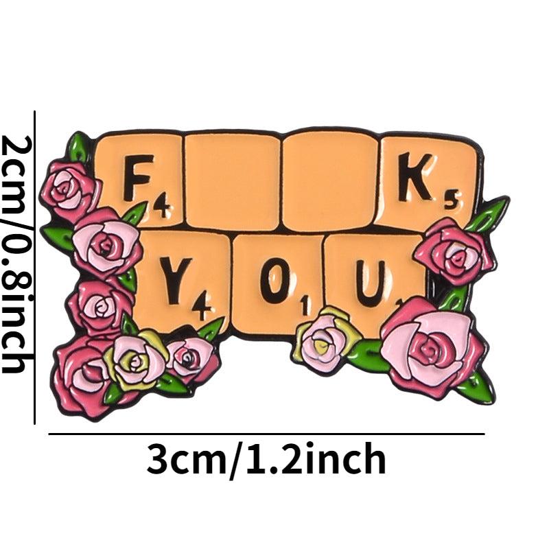 Pink Flower Enamel Pin For Men Cartoon Brooch