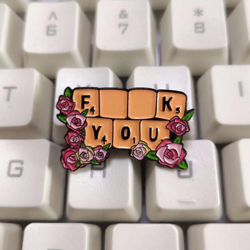 Pink Flower Enamel Pin For Men Cartoon Brooch