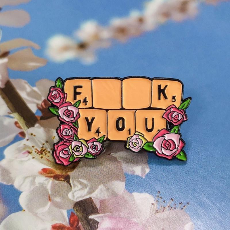 Pink Flower Enamel Pin For Men Cartoon Brooch