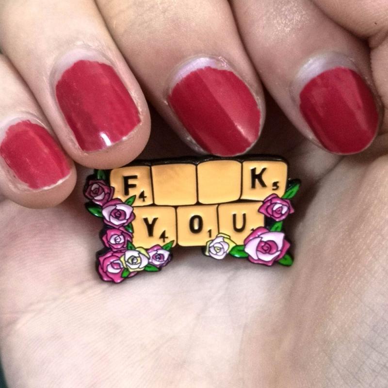 Pink Flower Enamel Pin For Men Cartoon Brooch