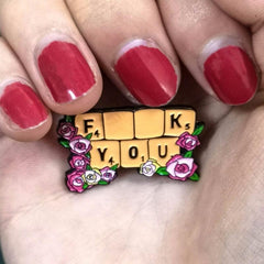 Pink Flower Enamel Pin For Men Cartoon Brooch
