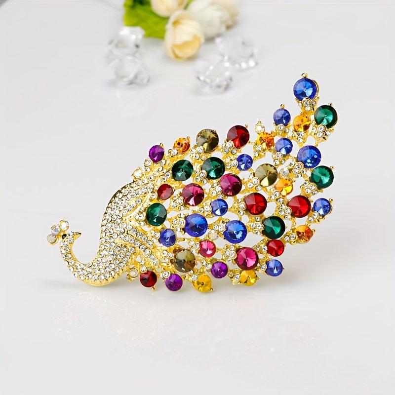 Glamour Zircon Peacock Brooch Pin Multicolor Women Party Wedding