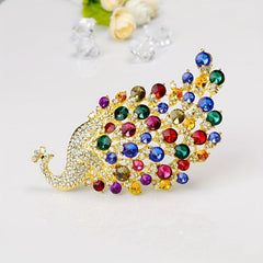 Glamour Zircon Peacock Brooch Pin Multicolor Women Party Wedding