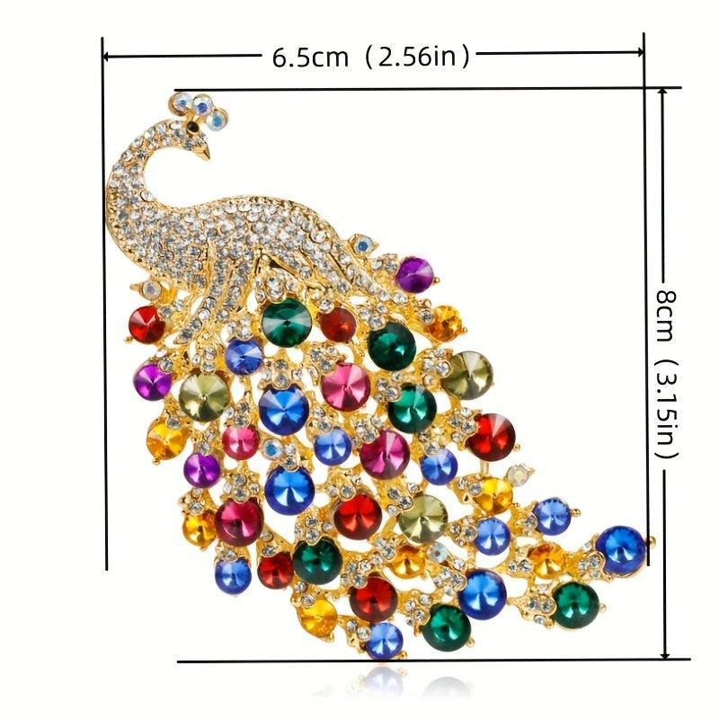 Glamour Zircon Peacock Brooch Pin Multicolor Women Party Wedding