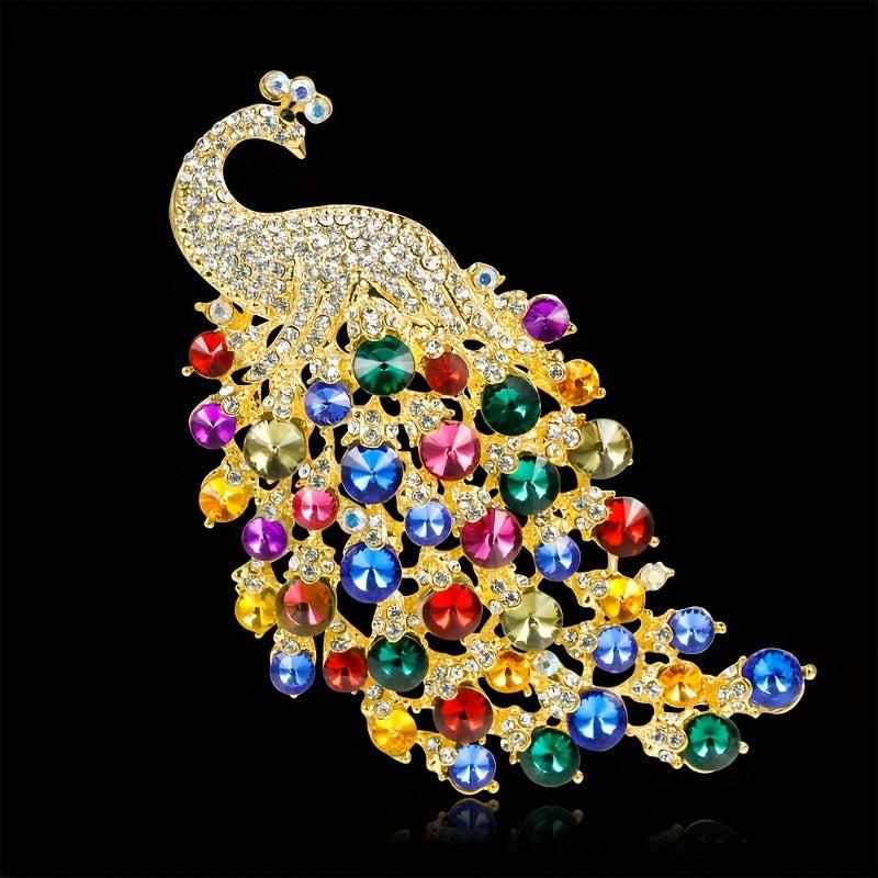 Glamour Zircon Peacock Brooch Pin Multicolor Women Party Wedding