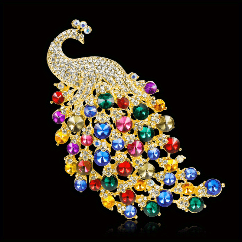 Glamour Zircon Peacock Brooch Pin Multicolor Women Party Wedding