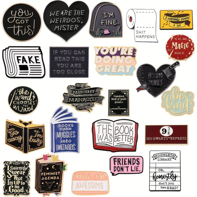 10pcs Cartoon Brooches Newspaper Book Brooch