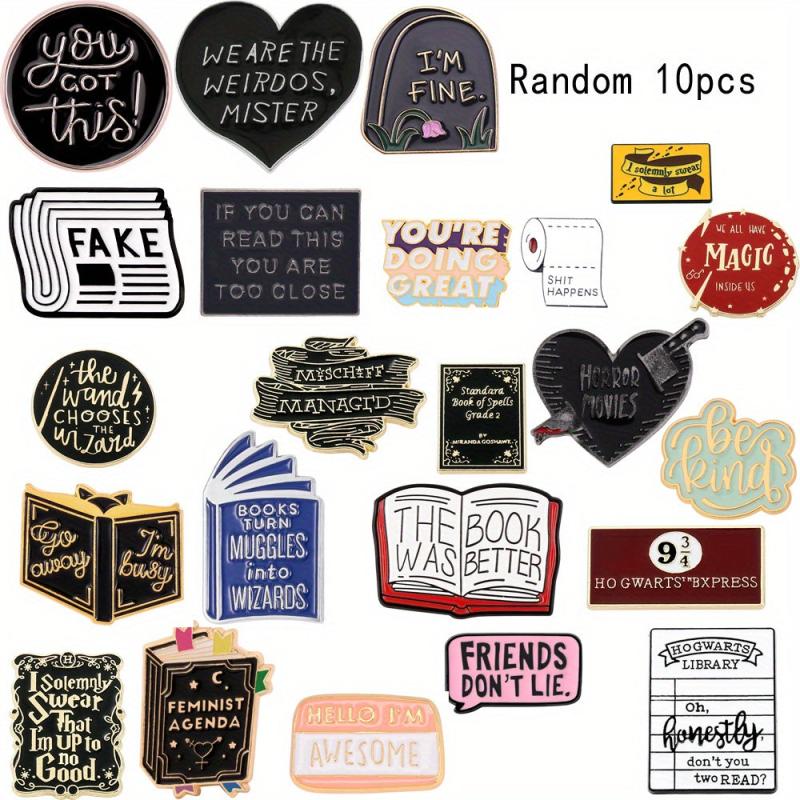 10pcs Cartoon Brooches Newspaper Book Brooch