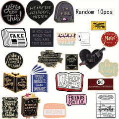 10pcs Cartoon Brooches Newspaper Book Brooch