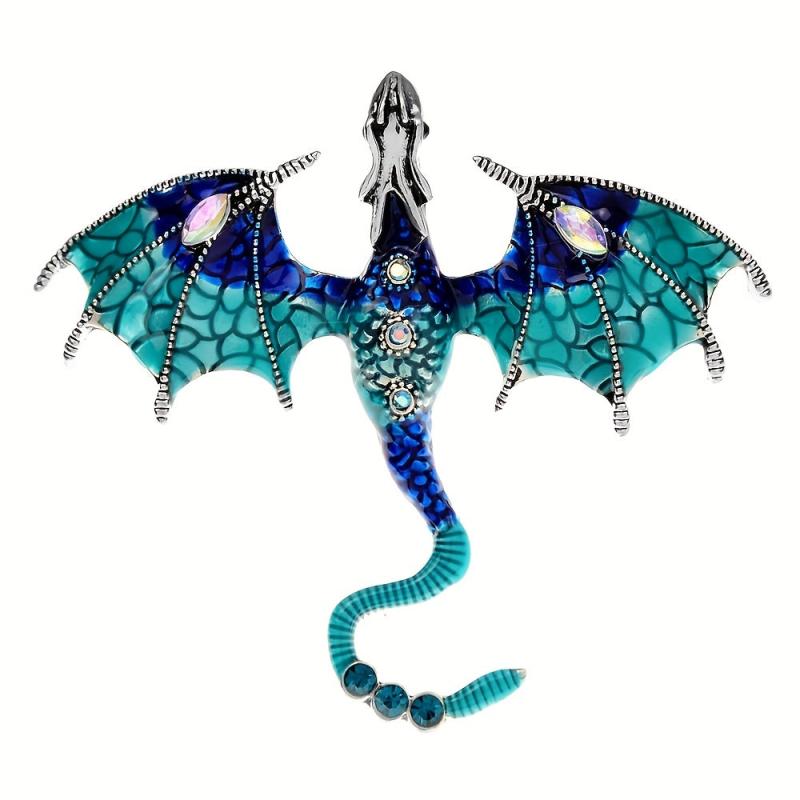 Enamel Fly Dragon Brooch Animal Pin Winter Jewelry