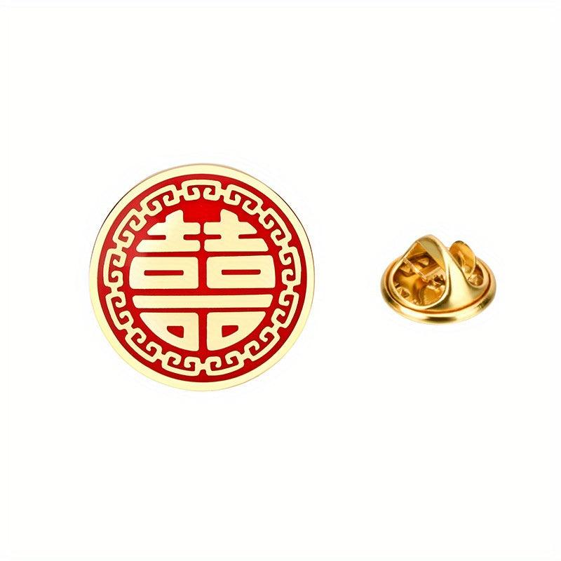 Golden Festive Brooch For Men Wedding Corsage