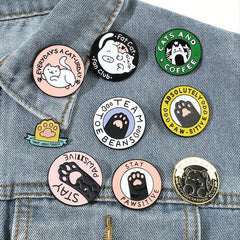 Casual Cat Metal Enamel Brooch for Backpack Accessories