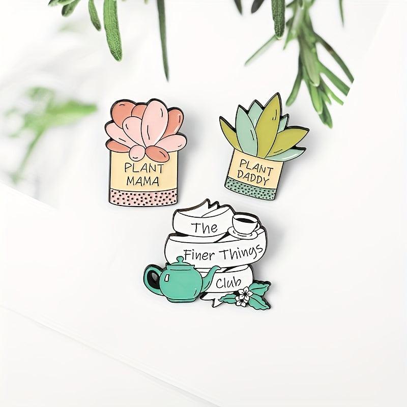 Plant Mama Plant Daddy Succulent Aloe Brooch