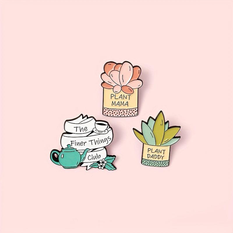 Plant Mama Plant Daddy Succulent Aloe Brooch