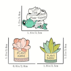 Plant Mama Plant Daddy Succulent Aloe Brooch